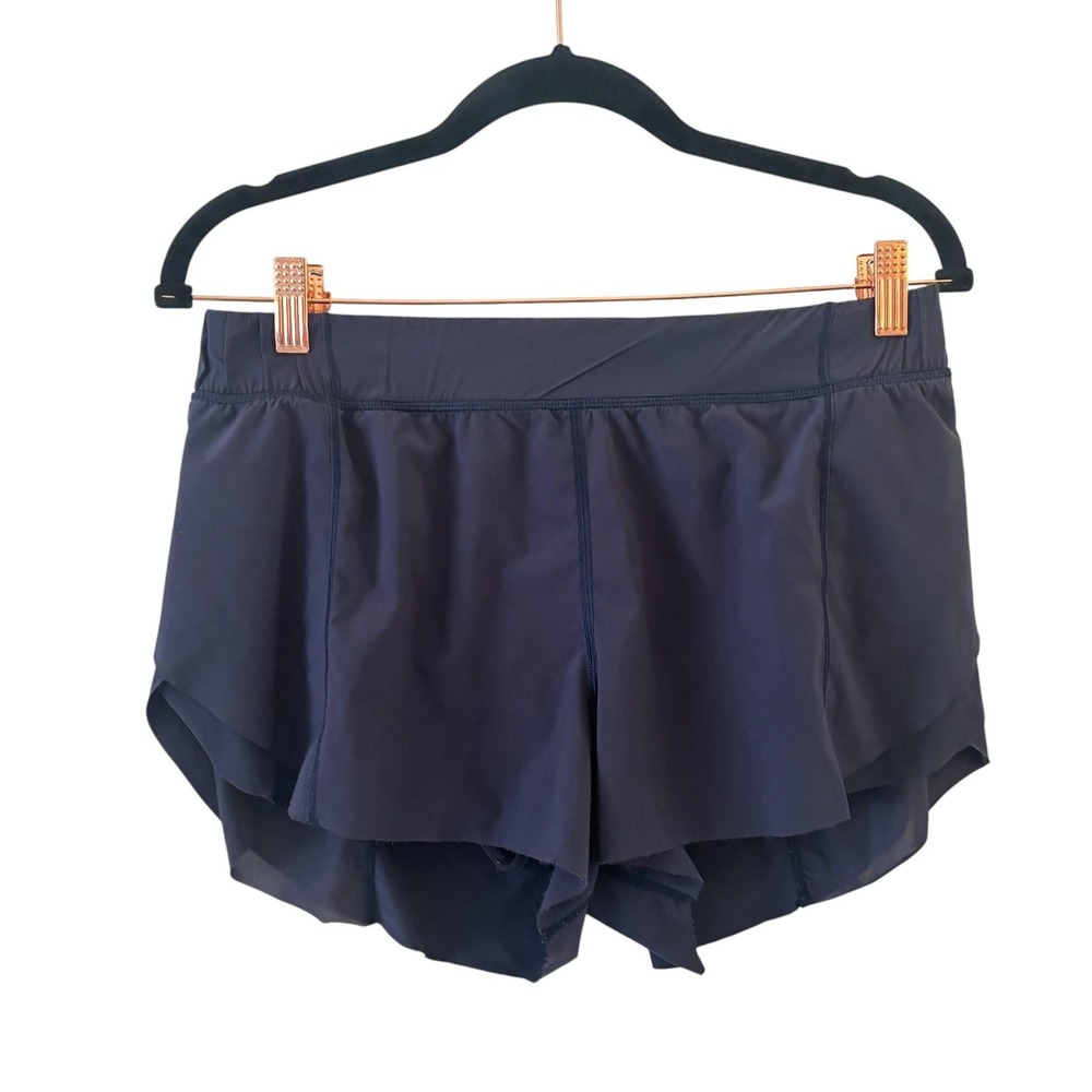 Lululemon Home Stretch Shorts Womens 8 Navy Blue Lined 2.5" Running Swift Light